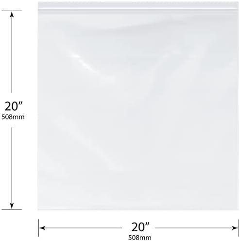 שקיות רוכסן מפלסטיק כבד של פלימור, 4 מיל, 20 x 20