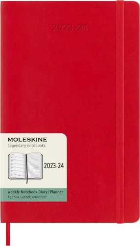מולסקין 2023-2024 מתכנן שבועי, 18 מ', גדול, אדום ארגמן, כריכה רכה