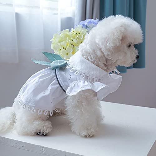 כלב שמלת נסיכה חמודה בגדי חיות מחמד קיץ לכלבים קטנים אלגנטיים קשת קשת גור לבן השמשות לבן חג קלות
