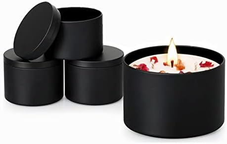סונוויטינים 24 חתיכות 8 עוז פחיות נרות שחורות,צנצנות נרות 8 עוז מיכלי נרות עם מכסים, פח נרות להכנת נרות, אומנות