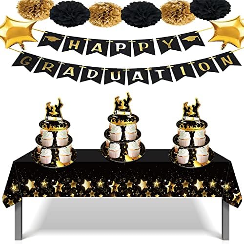 עמדת עוגת קרטון שחור וזהב 3 שכבות דוכן שולחן חד פעמי, קישוט שולחן עוגת עוגת נייר, עוגת נייר, שולחן