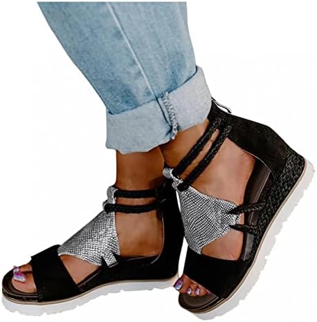 סנדלים לנשים קיץ לבוש נעלי רצועת קרסול רומיות אופנה כפכפים חוף מזדמנים נסיעות לגלדיאטור דירות סנדלים