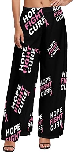 Baikutouan Hope Fight Cure Cure מכנסי טרקלין רגל רחבים של נשים מכנסי יוגה נוחים רופפים